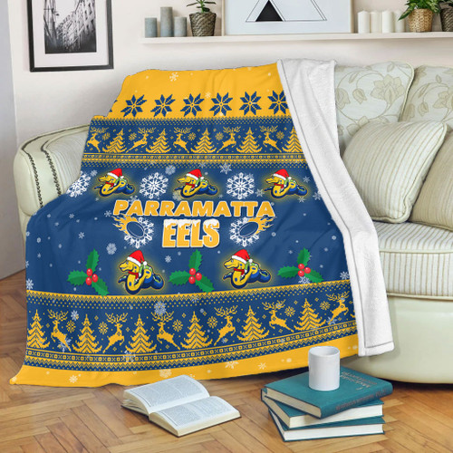 Parramatta Eels Christmas Blanket - Special Ugly Christmas Blanket Parramatta Eels Christmas Blanket - Special Ugly Christmas Blanket
