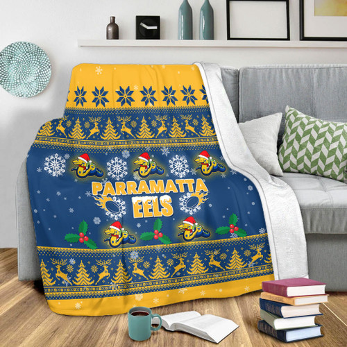 Parramatta Eels Christmas Blanket - Special Ugly Christmas Blanket Parramatta Eels Christmas Blanket - Special Ugly Christmas Blanket