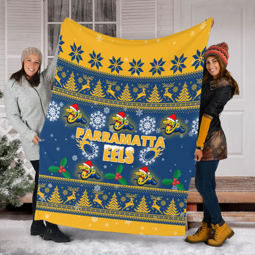 Parramatta Eels Christmas Blanket - Special Ugly Christmas Blanket Parramatta Eels Christmas Blanket - Special Ugly Christmas Blanket