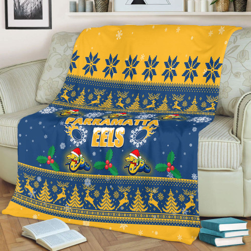 Parramatta Eels Christmas Blanket - Special Ugly Christmas Blanket Parramatta Eels Christmas Blanket - Special Ugly Christmas Blanket
