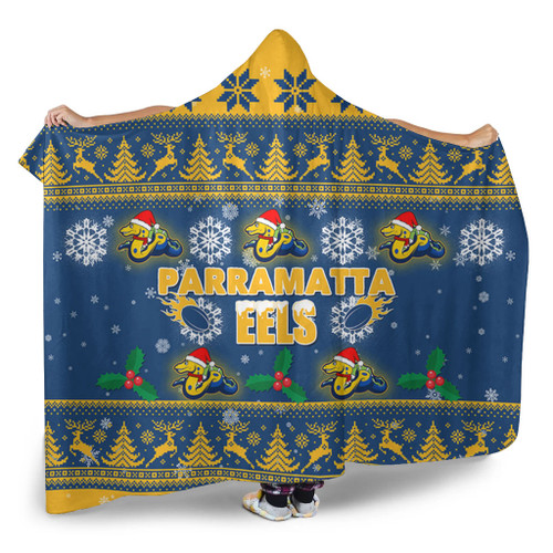 Parramatta Eels Christmas Hooded Blanket - Special Ugly Christmas Hooded Blanket Parramatta Eels Christmas Hooded Blanket - Special Ugly Christmas Hooded Blanket