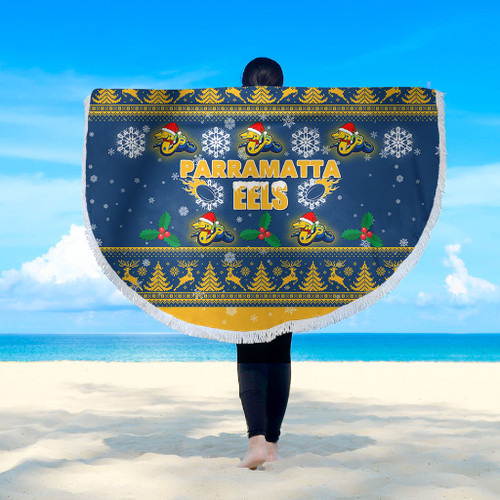 Parramatta Eels Christmas Beach Blanket - Special Ugly Christmas Beach Blanket Parramatta Eels Christmas Beach Blanket - Special Ugly Christmas Beach Blanket