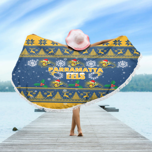 Parramatta Eels Christmas Beach Blanket - Special Ugly Christmas Beach Blanket Parramatta Eels Christmas Beach Blanket - Special Ugly Christmas Beach Blanket
