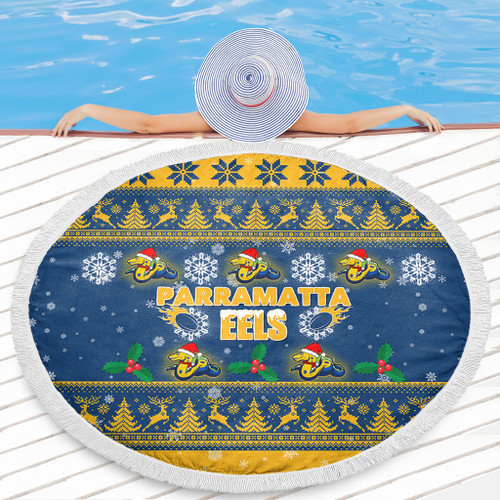 Parramatta Eels Christmas Beach Blanket - Special Ugly Christmas Beach Blanket