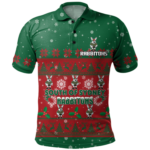 South Sydney Rabbitohs Custom Polo Shirt - Special Ugly Christmas Polo Shirt