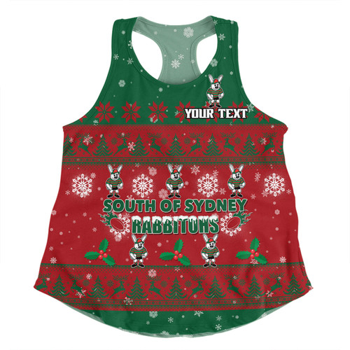 South Sydney Rabbitohs Custom Women Racerback Singlet - Special Ugly Christmas Women Racerback Singlet South Sydney Rabbitohs Custom Women Racerback Singlet - Special Ugly Christmas Women Racerback Singlet