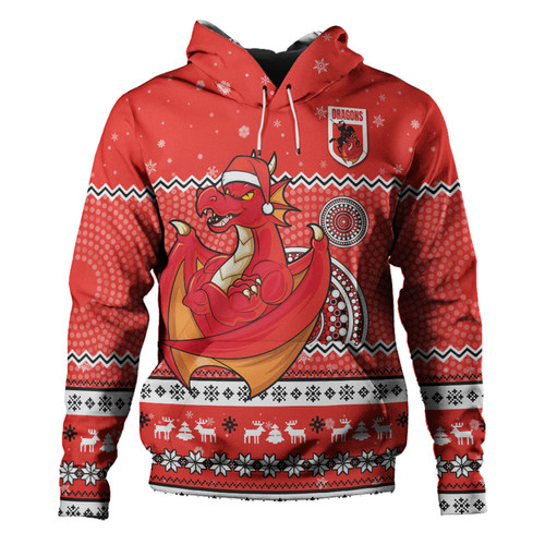 St. George Illawarra Dragons Christmas Custom Hoodie - Ugly Xmas And Aboriginal Patterns For Die Hard Fan Hoodie
