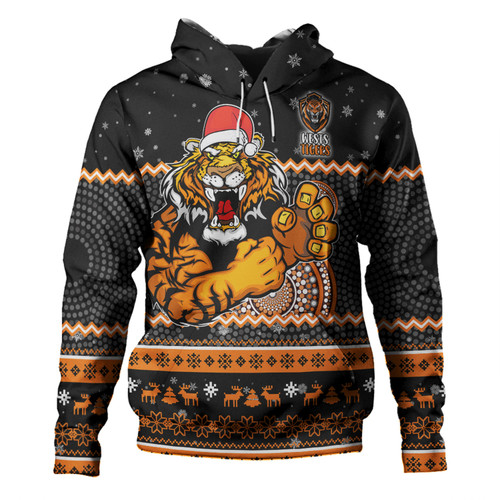 Wests Tigers Christmas Custom Hoodie - Ugly Xmas And Aboriginal Patterns For Die Hard Fan Hoodie