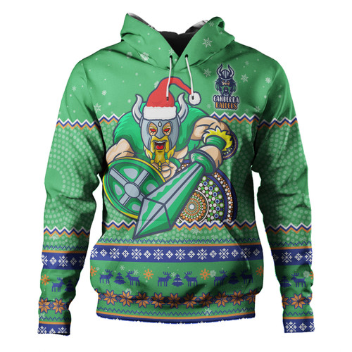 Canberra Raiders Christmas Custom Hoodie - Ugly Xmas And Aboriginal Patterns For Die Hard Fan Hoodie