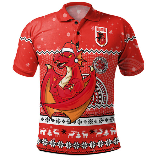 St. George Illawarra Dragons Christmas Custom Polo Shirt - Ugly Xmas And Aboriginal Patterns For Die Hard Fan Polo Shirt