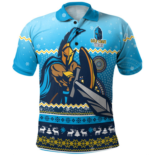 Gold Coast Titans Christmas Custom Polo Shirt - Ugly Xmas And Aboriginal Patterns For Die Hard Fan Polo Shirt
