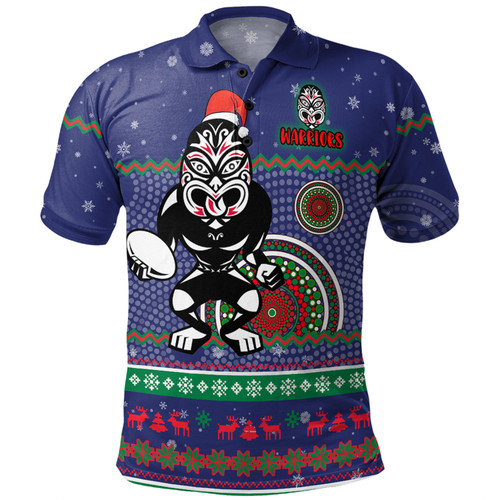 New Zealand Warriors Christmas Custom Polo Shirt - Ugly Xmas And Aboriginal Patterns For Die Hard Fan Polo Shirt