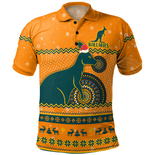 Australia Wallabies Christmas Custom Polo Shirt - Ugly Xmas And Aboriginal Patterns For Die Hard Fan Polo Shirt