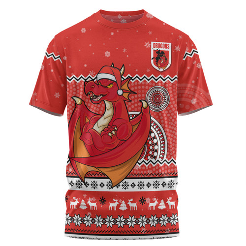 St. George Illawarra Dragons Christmas Custom T-shirt - Ugly Xmas And Aboriginal Patterns For Die Hard Fan T-shirt