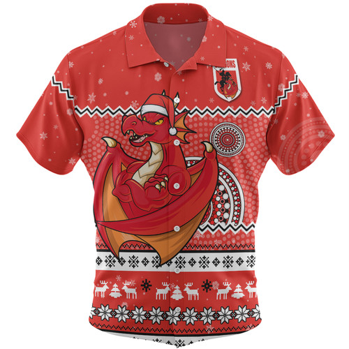 St. George Illawarra Dragons Christmas Custom Hawaiian Shirt - Ugly Xmas And Aboriginal Patterns For Die Hard Fan Hawaiian Shirt