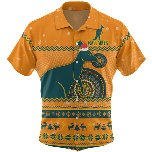 Australia Wallabies Christmas Custom Hawaiian Shirt - Ugly Xmas And Aboriginal Patterns For Die Hard Fan Hawaiian Shirt