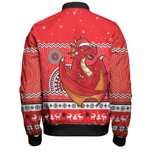 St. George Illawarra Dragons Christmas Custom Bomber Jacket - Ugly Xmas And Aboriginal Patterns For Die Hard Fan Bomber Jacket St. George Illawarra Dragons Christmas Custom Bomber Jacket - Ugly Xmas And Aboriginal Patterns For Die Hard Fan Bomber Jacket