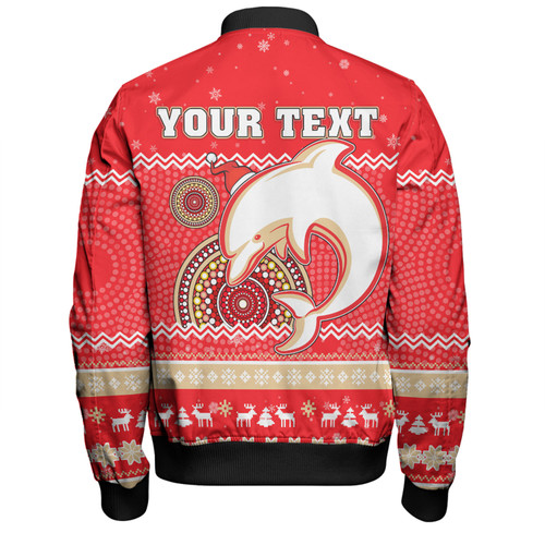 Redcliffe Dolphins Christmas Custom Bomber Jacket - Ugly Xmas And Aboriginal Patterns For Die Hard Fan Bomber Jacket Redcliffe Dolphins Christmas Custom Bomber Jacket - Ugly Xmas And Aboriginal Patterns For Die Hard Fan Bomber Jacket