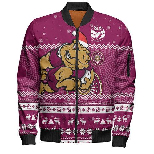 Queensland Cane Toads Christmas Custom Bomber Jacket - Ugly Xmas And Aboriginal Patterns For Die Hard Fan Bomber Jacket