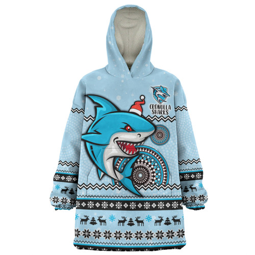 Cronulla-Sutherland Sharks Christmas Custom Snug Hoodie - Ugly Xmas And Aboriginal Patterns For Die Hard Fan Snug Hoodie