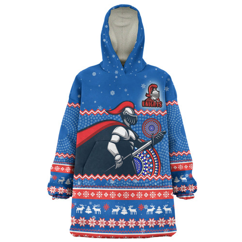 Newcastle Knights Christmas Custom Snug Hoodie - Ugly Xmas And Aboriginal Patterns For Die Hard Fan Snug Hoodie