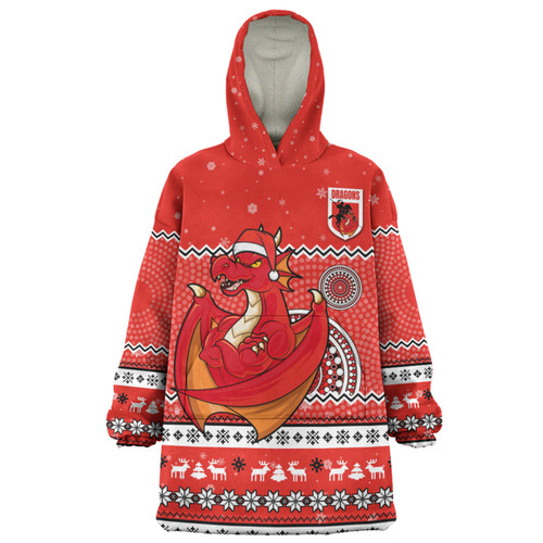 St. George Illawarra Dragons Christmas Custom Snug Hoodie - Ugly Xmas And Aboriginal Patterns For Die Hard Fan Snug Hoodie