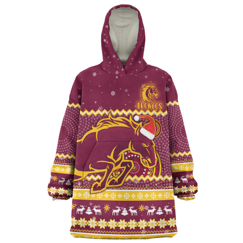 Brisbane Broncos Christmas Custom Snug Hoodie - Ugly Xmas And Aboriginal Patterns For Die Hard Fan Snug Hoodie