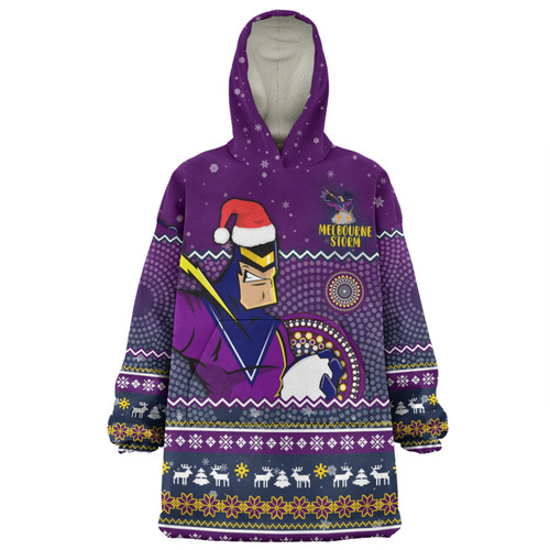 Melbourne Storm Christmas Custom Snug Hoodie - Ugly Xmas And Aboriginal Patterns For Die Hard Fan Snug Hoodie