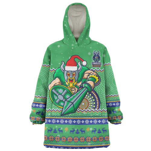 Canberra Raiders Christmas Custom Snug Hoodie - Ugly Xmas And Aboriginal Patterns For Die Hard Fan Snug Hoodie