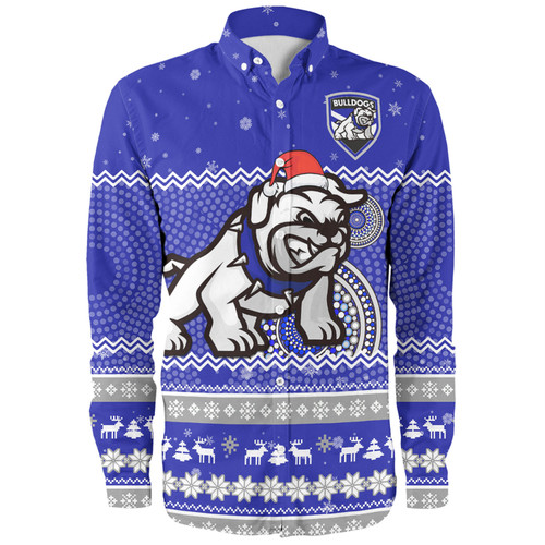 Canterbury-Bankstown Bulldogs Christmas Custom Long Sleeve Shirt - Ugly Xmas And Aboriginal Patterns For Die Hard Fan Long Sleeve Shirt
