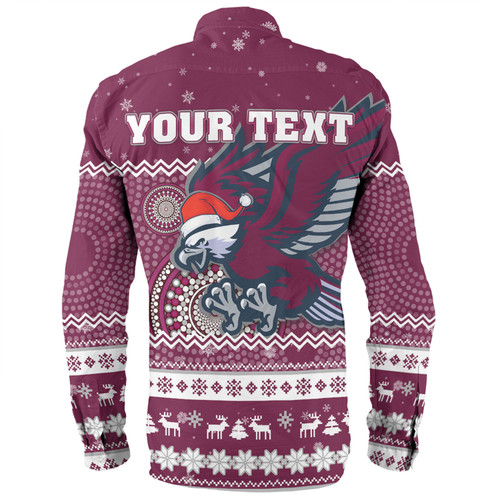 Manly Warringah Sea Eagles Christmas Custom Long Sleeve Shirt - Ugly Xmas And Aboriginal Patterns For Die Hard Fan Long Sleeve Shirt
