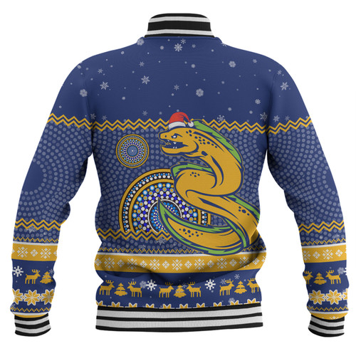 Parramatta Eels Christmas Custom Baseball Jacket - Ugly Xmas And Aboriginal Patterns For Die Hard Fan Baseball Jacket Parramatta Eels Christmas Custom Baseball Jacket - Ugly Xmas And Aboriginal Patterns For Die Hard Fan Baseball Jacket