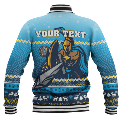 Gold Coast Titans Christmas Custom Baseball Jacket - Ugly Xmas And Aboriginal Patterns For Die Hard Fan Baseball Jacket