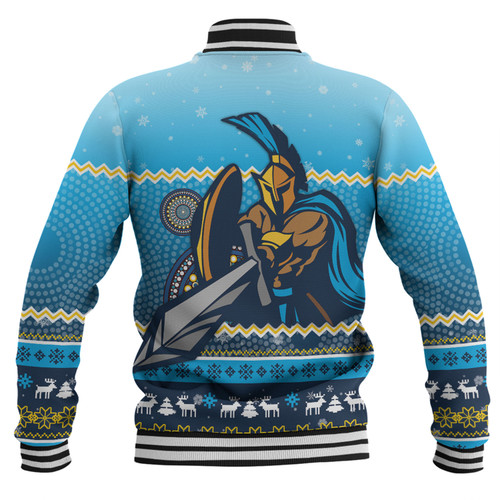 Gold Coast Titans Christmas Custom Baseball Jacket - Ugly Xmas And Aboriginal Patterns For Die Hard Fan Baseball Jacket