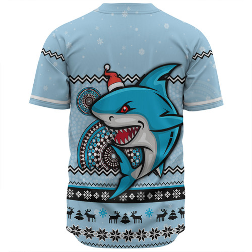 Cronulla-Sutherland Sharks Christmas Custom Baseball Shirt - Ugly Xmas And Aboriginal Patterns For Die Hard Fan Baseball Shirt Cronulla-Sutherland Sharks Christmas Custom Baseball Shirt - Ugly Xmas And Aboriginal Patterns For Die Hard Fan Baseball Shirt