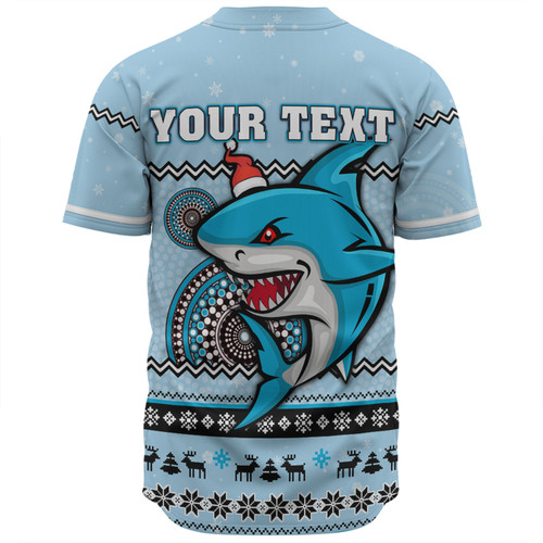 Cronulla-Sutherland Sharks Christmas Custom Baseball Shirt - Ugly Xmas And Aboriginal Patterns For Die Hard Fan Baseball Shirt Cronulla-Sutherland Sharks Christmas Custom Baseball Shirt - Ugly Xmas And Aboriginal Patterns For Die Hard Fan Baseball Shirt