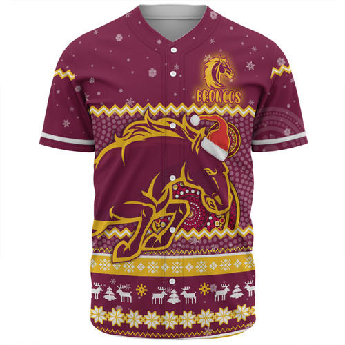 Brisbane Broncos Christmas Custom Baseball Shirt - Ugly Xmas And Aboriginal Patterns For Die Hard Fan Baseball Shirt