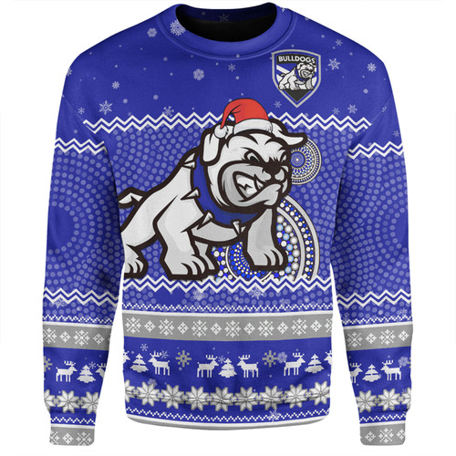 Canterbury-Bankstown Bulldogs Christmas Custom Sweatshirt - Ugly Xmas And Aboriginal Patterns For Die Hard Fan Sweatshirt