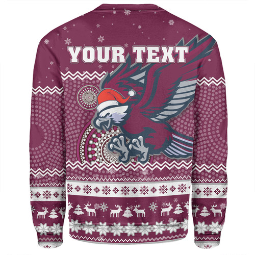 Manly Warringah Sea Eagles Christmas Custom Sweatshirt - Ugly Xmas And Aboriginal Patterns For Die Hard Fan Sweatshirt Manly Warringah Sea Eagles Christmas Custom Sweatshirt - Ugly Xmas And Aboriginal Patterns For Die Hard Fan Sweatshirt