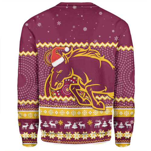 Brisbane Broncos Christmas Custom Sweatshirt - Ugly Xmas And Aboriginal Patterns For Die Hard Fan Sweatshirt Brisbane Broncos Christmas Custom Sweatshirt - Ugly Xmas And Aboriginal Patterns For Die Hard Fan Sweatshirt