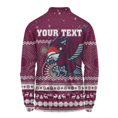 Manly Warringah Sea Eagles Christmas Custom Long Sleeve Polo Shirt - Ugly Xmas And Aboriginal Patterns For Die Hard Fan Long Sleeve Polo Shirt Manly Warringah Sea Eagles Christmas Custom Long Sleeve Polo Shirt - Ugly Xmas And Aboriginal Patterns For Die Hard Fan Long Sleeve Polo Shirt