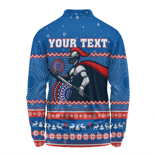 Newcastle Knights Christmas Custom Long Sleeve Polo Shirt - Ugly Xmas And Aboriginal Patterns For Die Hard Fan Long Sleeve Polo Shirt Newcastle Knights Christmas Custom Long Sleeve Polo Shirt - Ugly Xmas And Aboriginal Patterns For Die Hard Fan Long Sleeve Polo Shirt