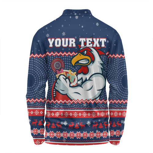 Sydney Roosters Christmas Custom Long Sleeve Polo Shirt - Ugly Xmas And Aboriginal Patterns For Die Hard Fan Long Sleeve Polo Shirt Sydney Roosters Christmas Custom Long Sleeve Polo Shirt - Ugly Xmas And Aboriginal Patterns For Die Hard Fan Long Sleeve Polo Shirt