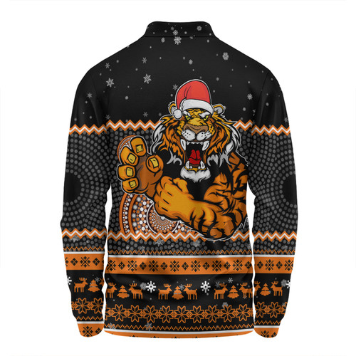 Wests Tigers Christmas Custom Long Sleeve Polo Shirt - Ugly Xmas And Aboriginal Patterns For Die Hard Fan Long Sleeve Polo Shirt Wests Tigers Christmas Custom Long Sleeve Polo Shirt - Ugly Xmas And Aboriginal Patterns For Die Hard Fan Long Sleeve Polo Shirt