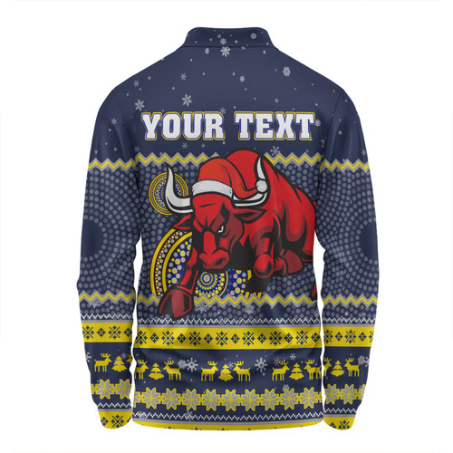 North Queensland Cowboys Christmas Custom Long Sleeve Polo Shirt - Ugly Xmas And Aboriginal Patterns For Die Hard Fan Long Sleeve Polo Shirt North Queensland Cowboys Christmas Custom Long Sleeve Polo Shirt - Ugly Xmas And Aboriginal Patterns For Die Hard Fan Long Sleeve Polo Shirt