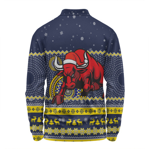 North Queensland Cowboys Christmas Custom Long Sleeve Polo Shirt - Ugly Xmas And Aboriginal Patterns For Die Hard Fan Long Sleeve Polo Shirt North Queensland Cowboys Christmas Custom Long Sleeve Polo Shirt - Ugly Xmas And Aboriginal Patterns For Die Hard Fan Long Sleeve Polo Shirt