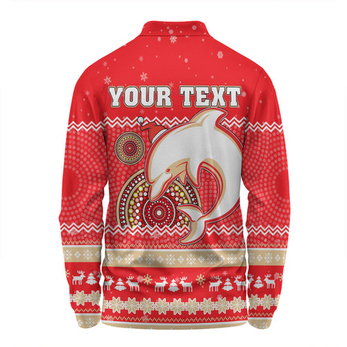 Redcliffe Dolphins Christmas Custom Long Sleeve Polo Shirt - Ugly Xmas And Aboriginal Patterns For Die Hard Fan Long Sleeve Polo Shirt Redcliffe Dolphins Christmas Custom Long Sleeve Polo Shirt - Ugly Xmas And Aboriginal Patterns For Die Hard Fan Long Sleeve Polo Shirt