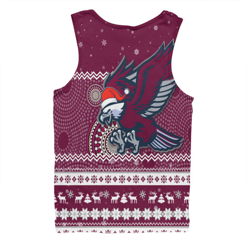 Manly Warringah Sea Eagles Christmas Custom Men Singlet - Ugly Xmas And Aboriginal Patterns For Die Hard Fan Men Singlet Manly Warringah Sea Eagles Christmas Custom Men Singlet - Ugly Xmas And Aboriginal Patterns For Die Hard Fan Men Singlet