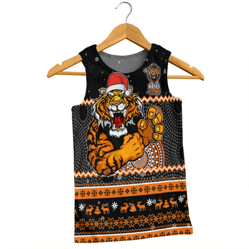 Wests Tigers Christmas Custom Men Singlet - Ugly Xmas And Aboriginal Patterns For Die Hard Fan Men Singlet