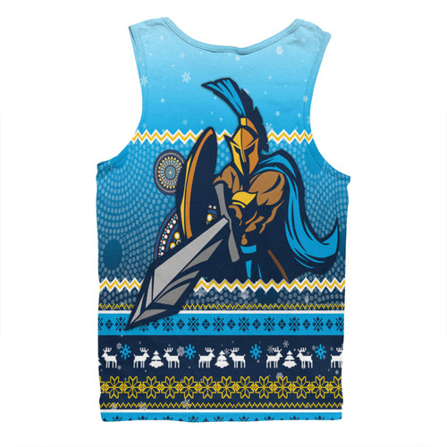 Gold Coast Titans Christmas Custom Men Singlet - Ugly Xmas And Aboriginal Patterns For Die Hard Fan Men Singlet